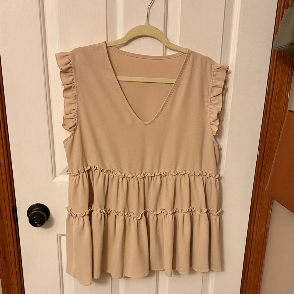 Elegant Beige Ruffled Blouse